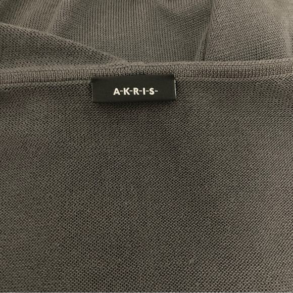 AKRIS Silk Knit Cardigan Charcoal size US 4 Shark tooth Hem - Picture 2 of 14